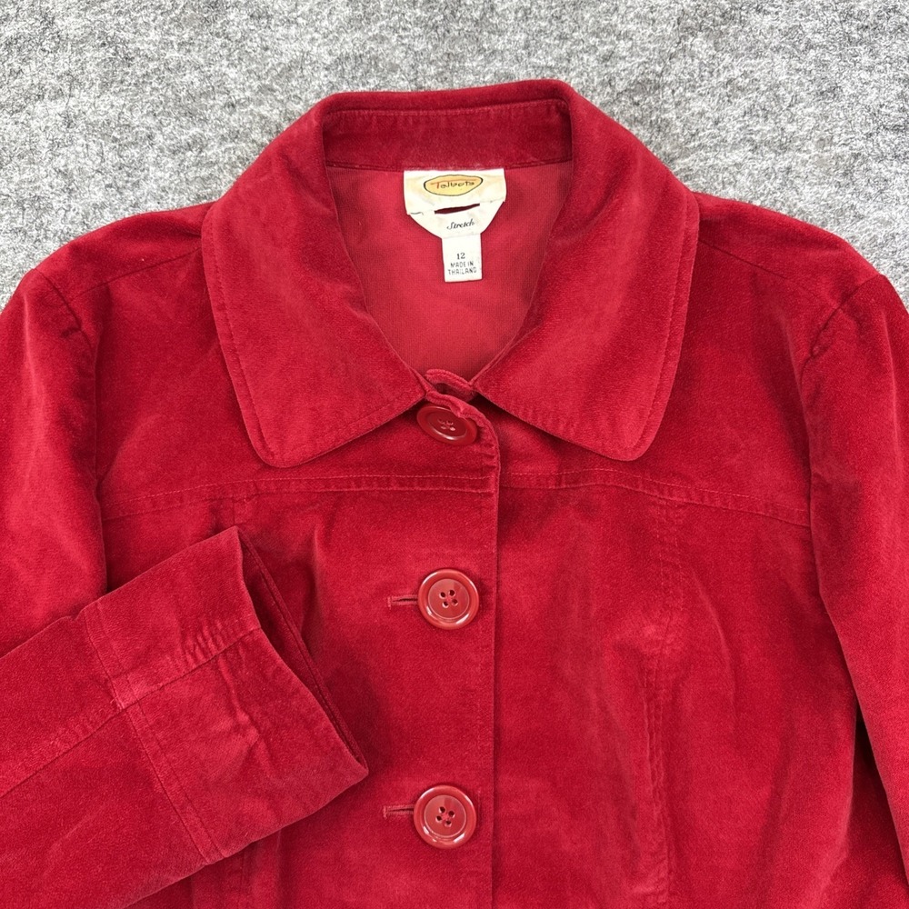 Vintage Talbots stretch velvet jacket women's 12 red career formal holiday party